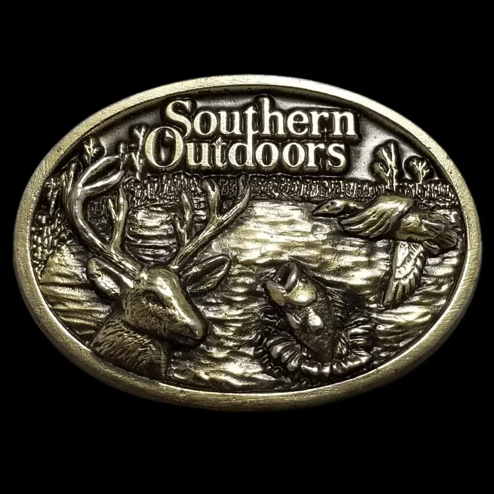 Belt Buckle 1986 Brass Southern Outdoors Fishing Hunting Great American Buckle C